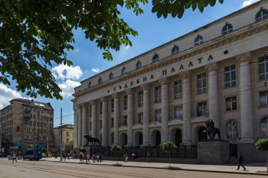 Sofia, Bulgaristan-20 Mayıs 2018: Adalet Sarayı Vitosha Boulevard City, Sofia, Bulgaristan