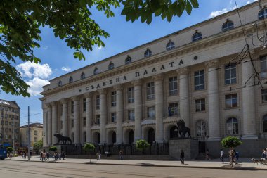 Sofia, Bulgaristan-20 Mayıs 2018: Adalet Sarayı Vitosha Boulevard City, Sofia, Bulgaristan