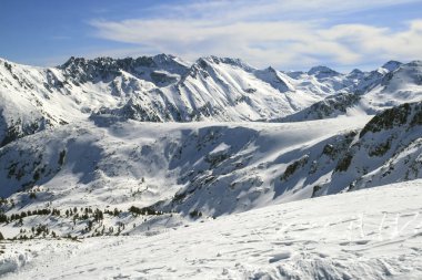 Kış manzara Pirin Dağı, karla kaplı tepeler ile Todorka tepe, Bulgaristan görüntülemek