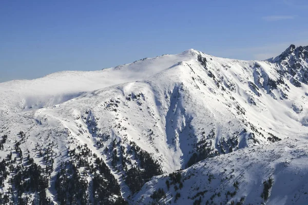 Zimní Krajina Kopce Pokryté Sněhem Pohoří Pirin Výhled Vrcholu Todorka — Stock fotografie