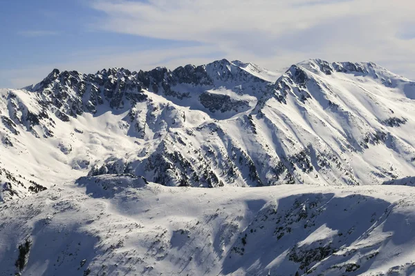 Paisaje Invernal Con Colinas Cubiertas Nieve Montaña Pirin Vista Desde — Foto de Stock