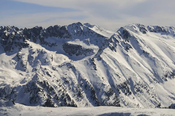 Paisaje Invernal Con Colinas Cubiertas Nieve Montaña Pirin Vista Desde — Foto de Stock