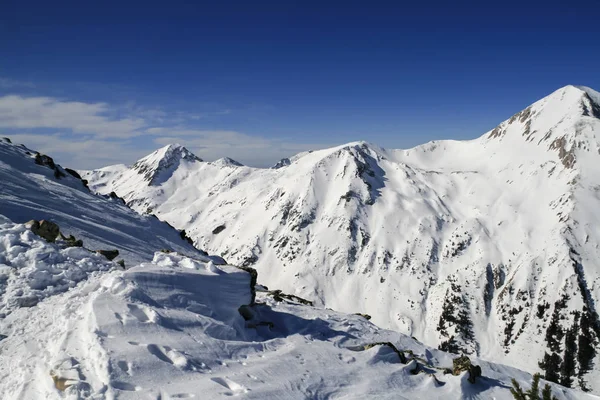 Paisagem Inverno Com Colinas Cobertas Neve Montanha Pirin Vista Pico — Fotografia de Stock