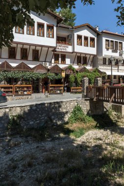 Melnik, Bulgaristan - 7 Eylül 2017: Ondokuzuncu yüzyıl eski evlerde kasaba, Melnik, bölge Yukarı Cuma, Bulgaristan