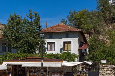 Melnik, Bulgaristan - 7 Eylül 2017: Ondokuzuncu yüzyıl eski evlerde kasaba, Melnik, bölge Yukarı Cuma, Bulgaristan