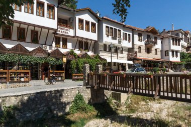 Melnik, Bulgaristan - 7 Eylül 2017: Ondokuzuncu yüzyıl eski evlerde kasaba, Melnik, bölge Yukarı Cuma, Bulgaristan