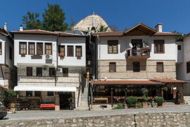 Melnik, Bulgaristan - 7 Eylül 2017: Ondokuzuncu yüzyıl eski evlerde kasaba, Melnik, bölge Yukarı Cuma, Bulgaristan