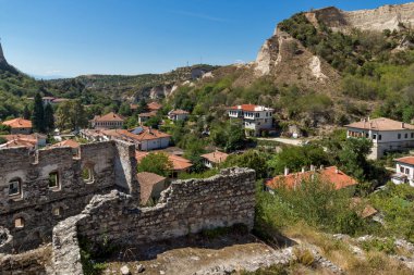 Melnik, Bulgaristan - 7 Eylül 2017: Panoramik şehir, Melnik, bölge Yukarı Cuma, Bulgaristan