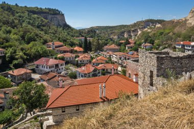 Melnik, Bulgaristan - 7 Eylül 2017: Panoramik şehir, Melnik, bölge Yukarı Cuma, Bulgaristan