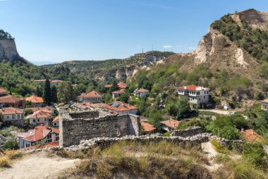 Melnik, Bulgaristan - 7 Eylül 2017: Panoramik şehir, Melnik, bölge Yukarı Cuma, Bulgaristan