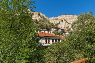 Melnik, Bulgaristan - 7 Eylül 2017: Panoramik şehir, Melnik, bölge Yukarı Cuma, Bulgaristan
