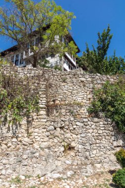 Melnik, Bulgaristan - 7 Eylül 2017: Ondokuzuncu yüzyıl eski evlerde kasaba, Melnik, bölge Yukarı Cuma, Bulgaristan
