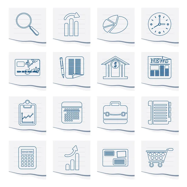 Business Office Internet Icons Piece Paper Vector Icon Set — Stock Vector