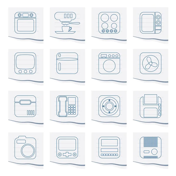 Home Office Equipment Icons Piece Paper Vector Icon Set — Stock Vector