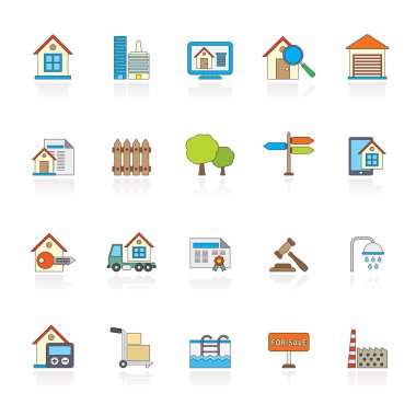 Emlak simgeler - vektör Icon Set düz