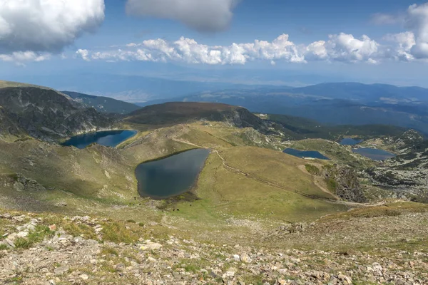 Yaz görünüm ikiz, Trefoil, balık ve alt göller, Rila Dağı, yedi Rila göller, Bulgaristan