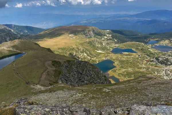 Yaz görünümü gözyaşı, ikiz, Trefoil, balık ve alt göller, Rila Dağı, yedi Rila göller, Bulgaristan