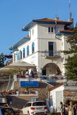 Sozopol, Bulgaristan - 9 Ağustos 2018: Süzebolu bağlantı noktası, Burgaz bölge, Bulgaristan, tekne