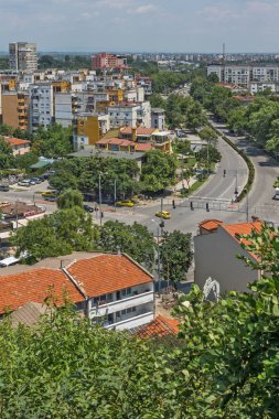 Plovdiv, Bulgaristan - 5 Temmuz 2018: Panoramik şehir Plovdiv Nebet Tepe Hill, Bulgaristan