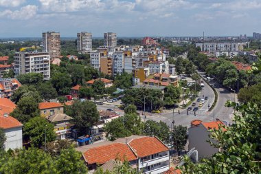 Plovdiv, Bulgaristan - 5 Temmuz 2018: Panoramik şehir Plovdiv Nebet Tepe Hill, Bulgaristan