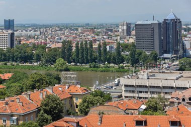 Plovdiv, Bulgaristan - 5 Temmuz 2018: Panoramik şehir Plovdiv Nebet Tepe Hill, Bulgaristan