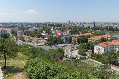 Plovdiv, Bulgaristan - 5 Temmuz 2018: Panoramik şehir Plovdiv Nebet Tepe Hill, Bulgaristan