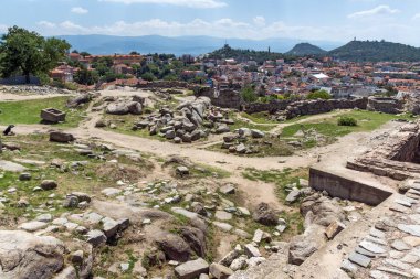 Plovdiv, Bulgaristan - 5 Temmuz 2018: Panoramik şehir Plovdiv Nebet Tepe Hill, Bulgaristan