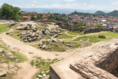 Plovdiv, Bulgaristan - 5 Temmuz 2018: Panoramik şehir Plovdiv Nebet Tepe Hill, Bulgaristan