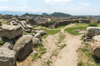 Plovdiv, Bulgaristan - 5 Temmuz 2018: Panoramik şehir Plovdiv Nebet Tepe Hill, Bulgaristan