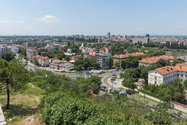 PLOVDIV, BULGARIA - JULY 5, 2018:   Panoramic view of city Plovdiv from Nebet Tepe hill, Bulgaria