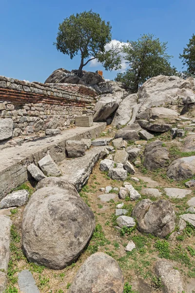 Plovdiv, Bulgaristan - 5 Temmuz 2018: Panoramik şehir Plovdiv Nebet Tepe Hill, Bulgaristan