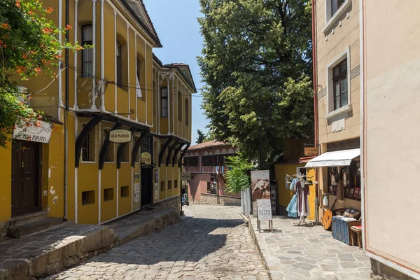 Plovdiv Bulgaria Julio 2018 Calle Cobblestone Casas Del Siglo Xix — Foto de Stock