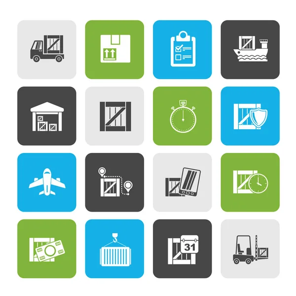 Lading Shipping Logistiek Levering Pictogrammen Vector Icon Set — Stockvector