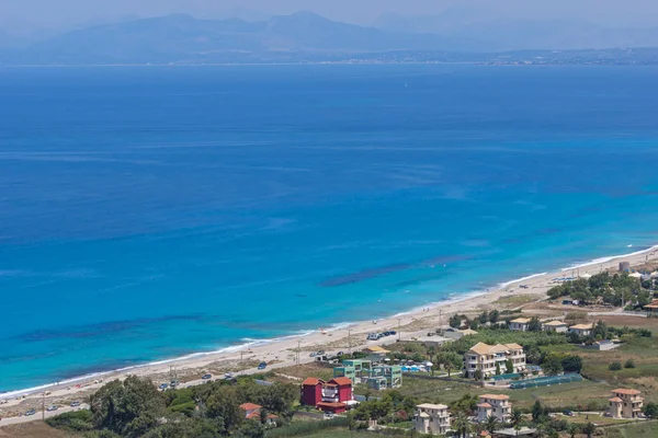 Niesamowita Panorama Plaży Agios Ioanis Błękitną Wodą Lefkada Wyspy Jońskie — Zdjęcie stockowe