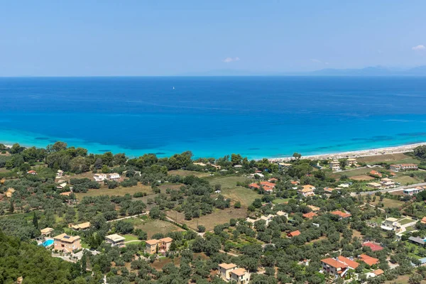 Amazing Panorama Agios Ioanis Beach Blue Waters Lefkada Ionian Islands — Stock Photo, Image