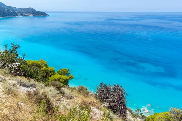 Amazing Seascape Kokkinos Vrachos Spiaggia Con Acque Blu Lefkada Isole — Foto Stock