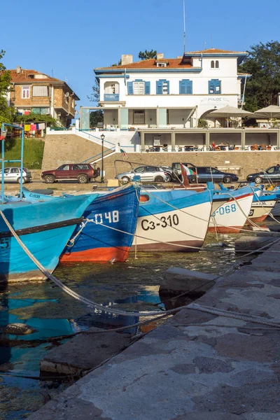 Sozopol Bulgaria Agosto 2018 Puesta Sol Con Barco Puerto Sozopol —  Fotos de Stock