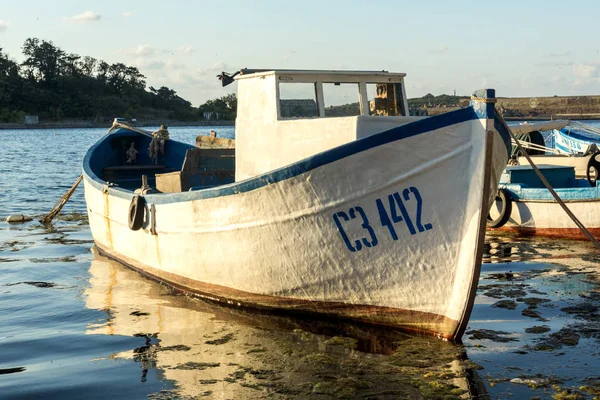 Sozopol, Bulgaristan - 9 Ağustos 2018: Süzebolu bağlantı noktası, Burgaz bölge, Bulgaristan teknesi Sunset deniz manzarası