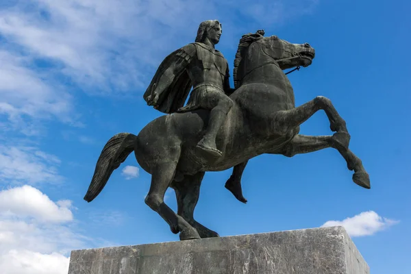 Alexandre Grand Monument Remblai Ville Thessalonique Macédoine Centrale Grèce — Photo