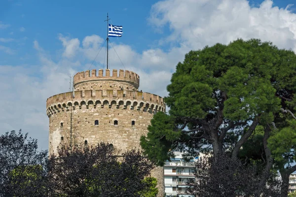 Древняя Белая Башня Городе Салоники Центральная Македония Греция — стоковое фото