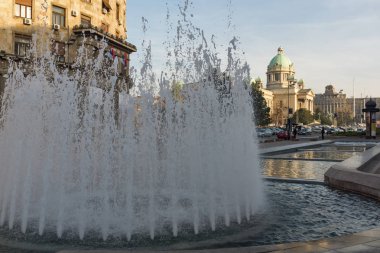 Belgrade, Sırbistan - 10 Kasım 2018: Ulusal Cumhuriyet Meclisi, Belgrad, Sırbistan şehir merkezinde