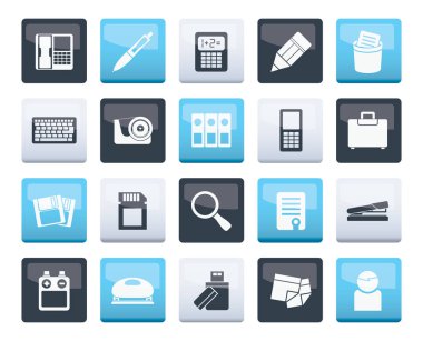 Office simgeleri renk arka plan üzerinde araçları - 3 vector Icon set