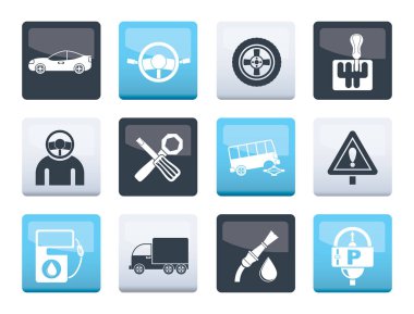 Araç Hizmetleri ve taşımacılık simgeleri renk arka plan - vektör Icon set