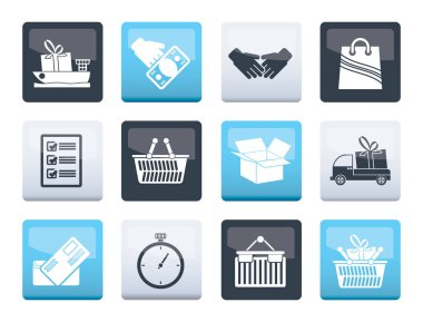Nakliye ve lojistik simgelerinin üzerinde renk arka plan - vektör Icon set