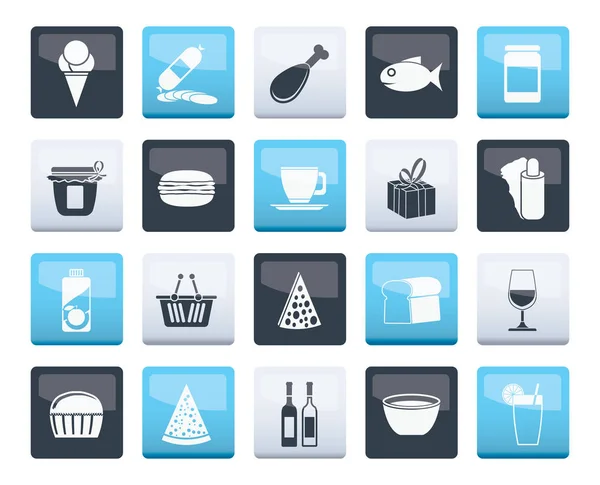 Winkel Levensmiddelen Pictogrammen Kleur Achtergrond Vector Icon Set — Stockvector