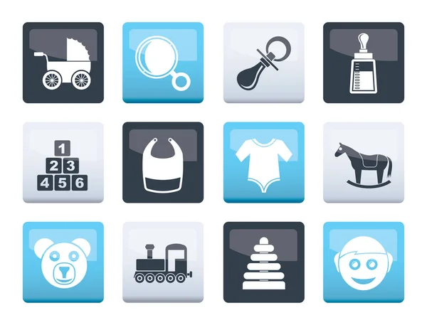 Baby Pictogrammen Kleur Achtergrond Vector Icon Set — Stockvector