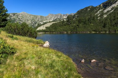 Balık Vasilashko gölü ile Manzara, Pirin Dağı, Bulgaristan