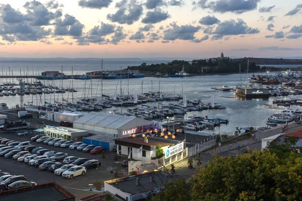 Sozopol Bulharsko Srpna 2018 Úžasný Noční Panorama Přístavu Sozopol Burgas — Stock fotografie