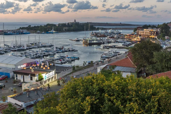 Sozopol Bulharsko Srpna 2018 Úžasný Noční Panorama Přístavu Sozopol Burgas — Stock fotografie