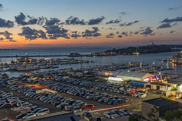 Sozopol Bulgária Agosto 2018 Panorama Noturno Surpreendente Porto Sozopol Região — Fotografia de Stock